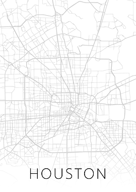 Houston Texas BW Map Art
