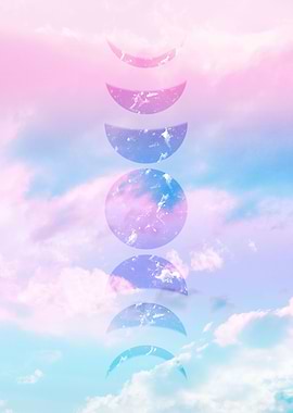 Pastel Clouds Moon Phases
