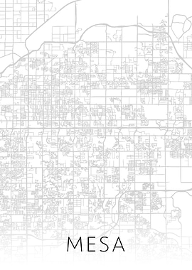 Mesa Arizona City Map BW
