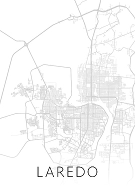 Laredo Texas City Map BW