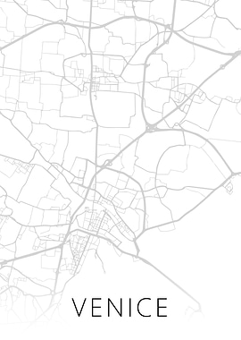 Venice Italy City Map BW