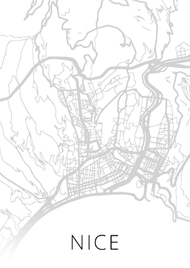 Nice France City Map BW