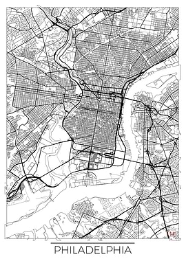 Philadelphia Map White