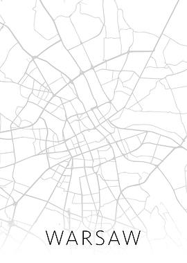 Warsaw Poland City Map BW