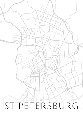 St Petersburg City Map BW