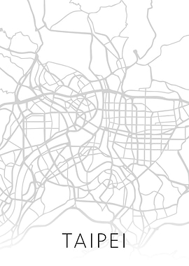 Taipei Taiwan City Map BW