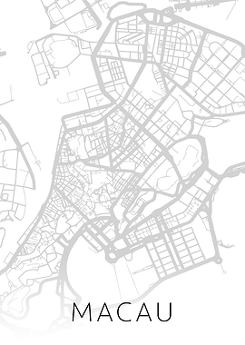 Macau City Map BW Streets
