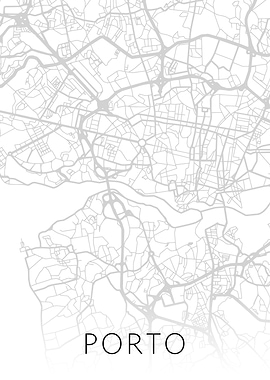 Porto Portugal City Map BW