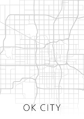 Oklahoma City Map BW Art
