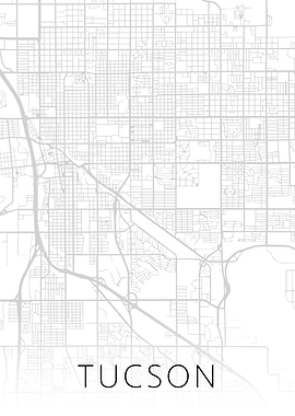 Tucson Arizona City Map BW