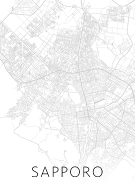 Sapporo Japan City Map BW