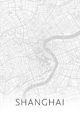 Shanghai China City Map BW
