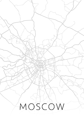 Moscow Russia City Map BW