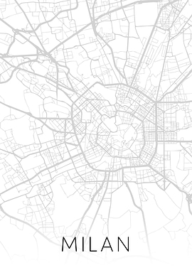 Milan Italy City Map BW