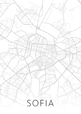 Sofia Bulgaria City Map BW