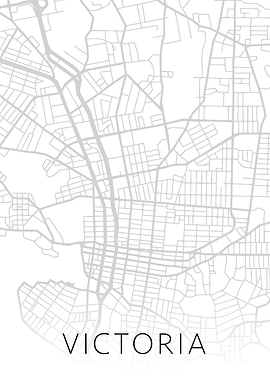 Victoria City Map BW Art