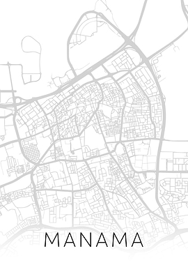 Manama City Map BW Streets