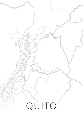 Quito Ecuador City Map BW