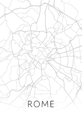 Rome Italy City Map BW Art