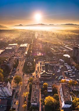 Sunrise over Kardjali city