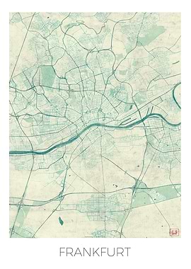 Frankfurt Map Blue