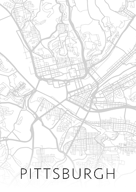 Pittsburgh PA City Map BW