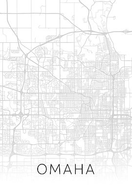 Omaha Nebraska City Map BW