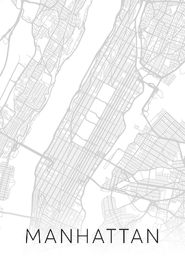 Manhattan City Map BW