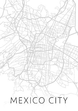 Mexico City Map BW Streets