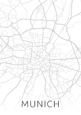 Munich Germany City Map BW