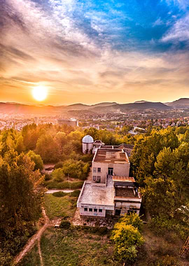 Sunset over observatory