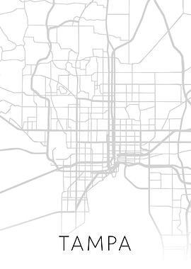Tampa Florida City Map BW