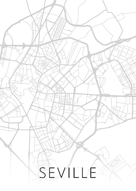 Seville Spain City Map BW