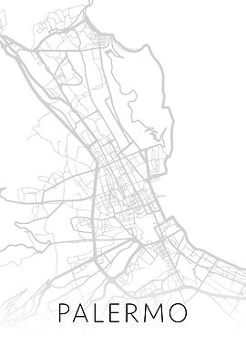 Palermo Italy City Map BW