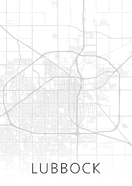Lubbock Texas City Map BW