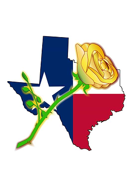 Texas Map Flag With Rose