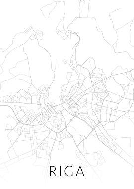 Riga Latvia City Map BW