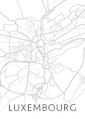 Luxembourg City Map BW