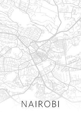Nairobi Kenya City Map BW