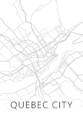 Quebec Canada City Map BW