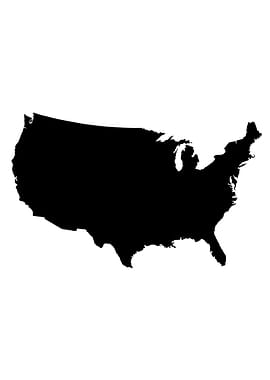 USA Map Black Silhouette