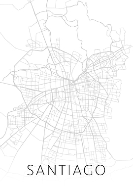 Santiago Chile City Map BW