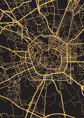 Milan Map Italy Gold