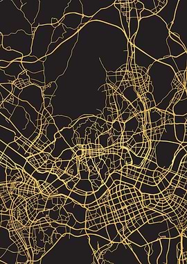 Seoul Map South Korea Gold
