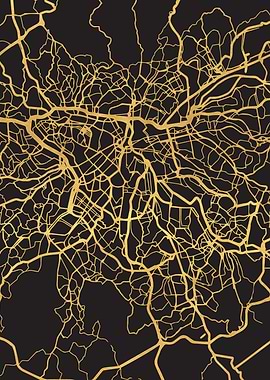 Sao Paulo Map Brazil Gold