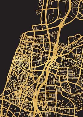 Tel Aviv Map Israel Gold