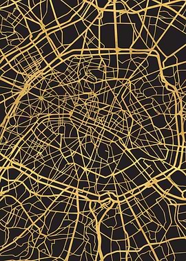 Paris Map France Gold