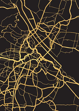 Vienna Map Austria Gold