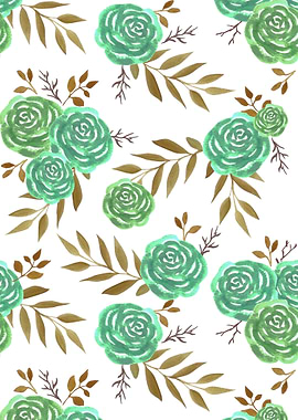 Green Roses watercolor