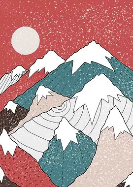 The snowing mountain peaks